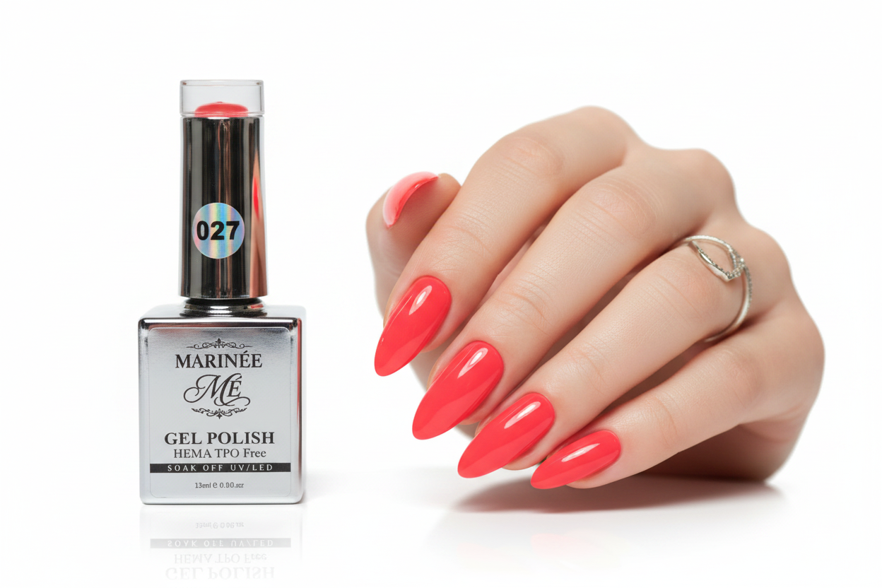 Gel Polish 027 - neon red ruka