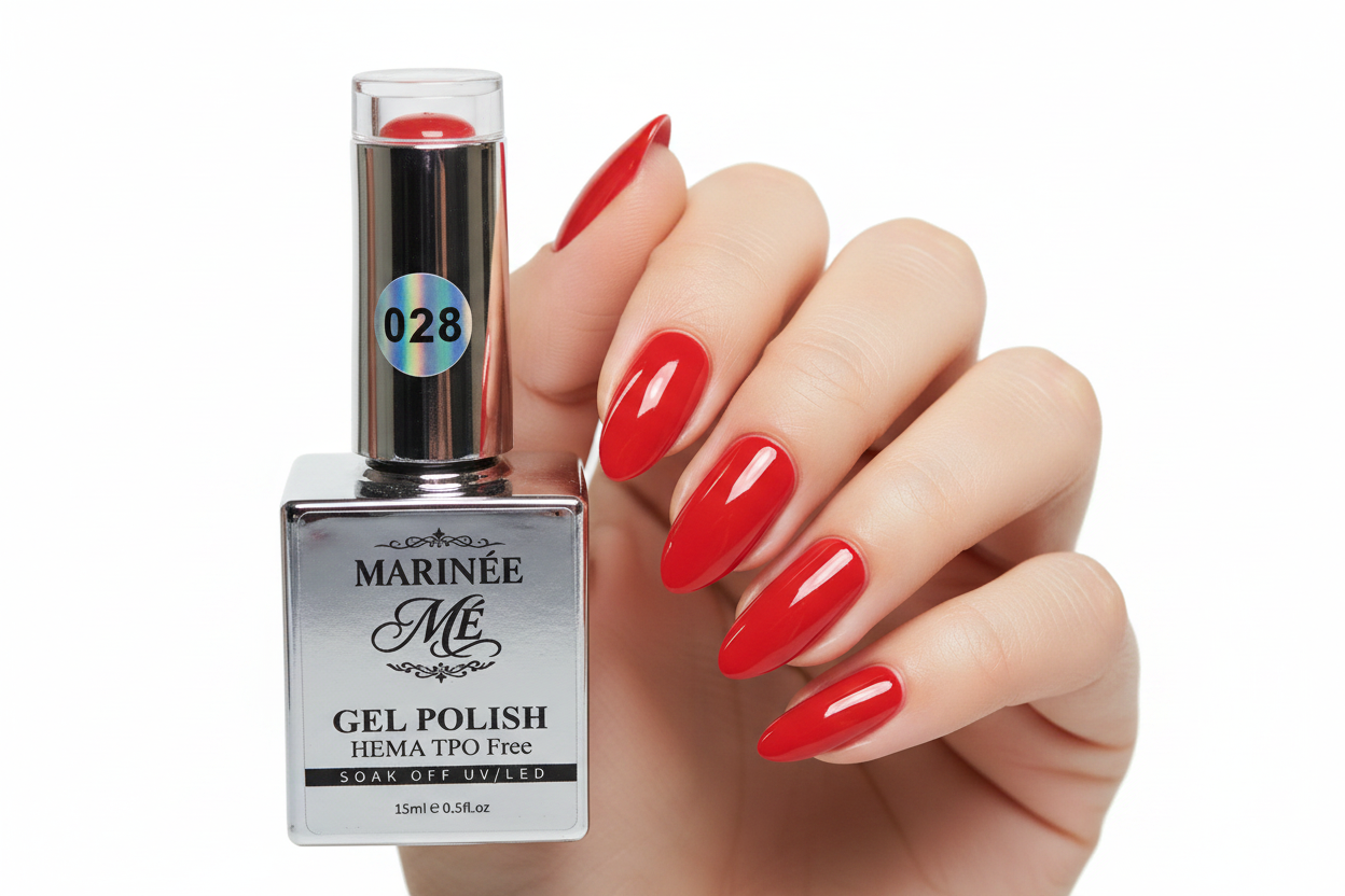 Gel Polish 028 - svijetla crvena ruka