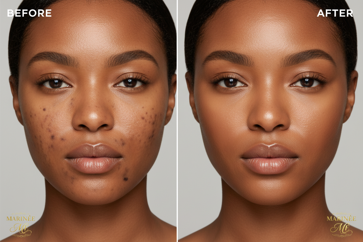 Foundation with Peptides 45 Deep Warm - before and after