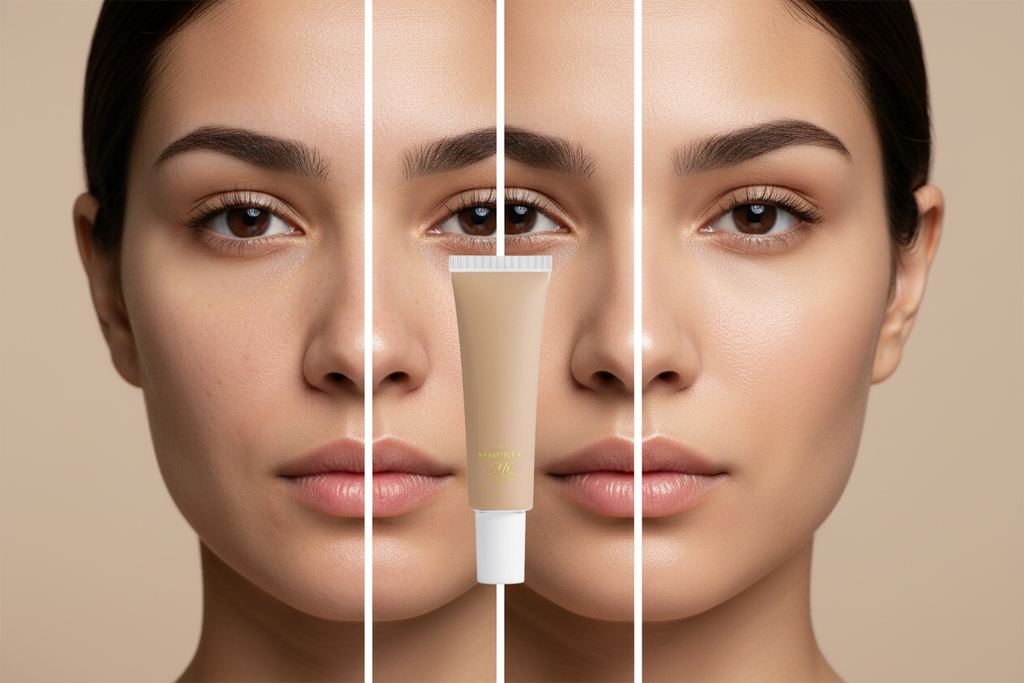 Foundation with Peptides 20 Medium Neutral - before and after