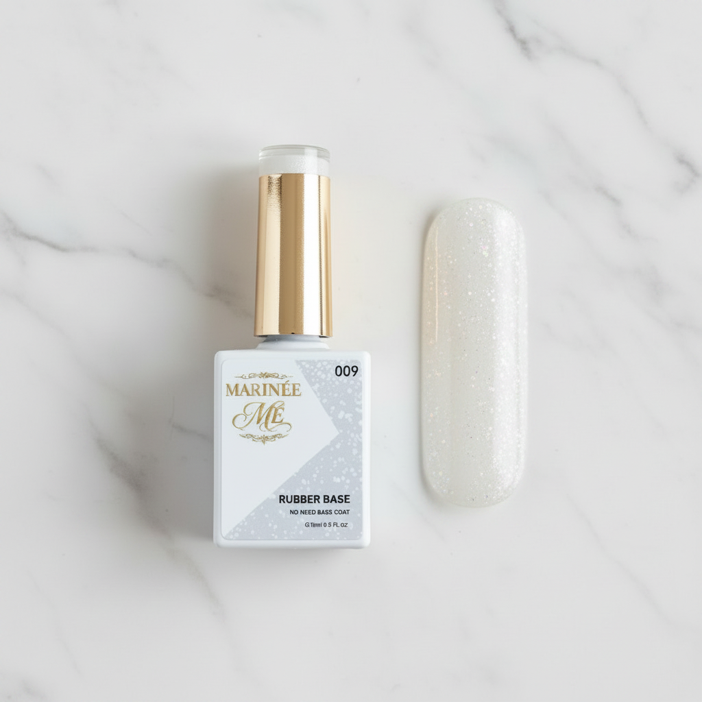 MARINÉE Rubber Base 009 flat lay mramor shimmer