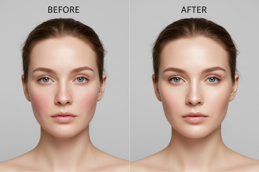 Foundation with Peptides 05 Fair Neutral - before and after