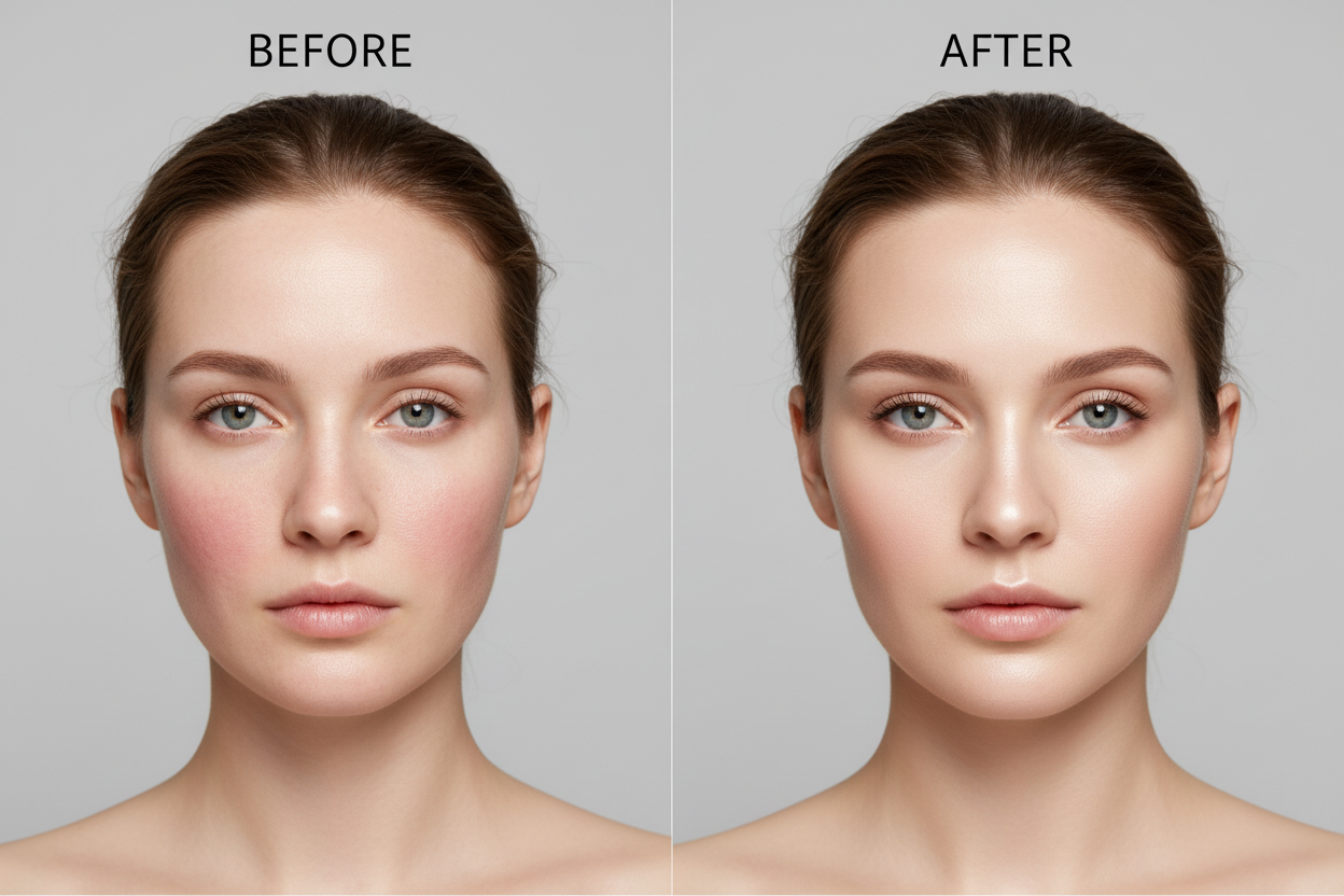 Foundation with Peptides 05 Fair Neutral - before and after
